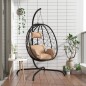 vidaXL Silla colgante huevo acero y ratán sintético con cojín taupé vidaXL Silla colgante huevo acero y ratán sintético con cojín taupé