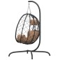 vidaXL Silla colgante huevo acero y ratán sintético con cojín taupé vidaXL Silla colgante huevo acero y ratán sintético con cojín taupé