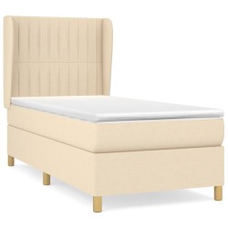 vidaXL Cama box spring con colchón tela color crema 100x200 cm