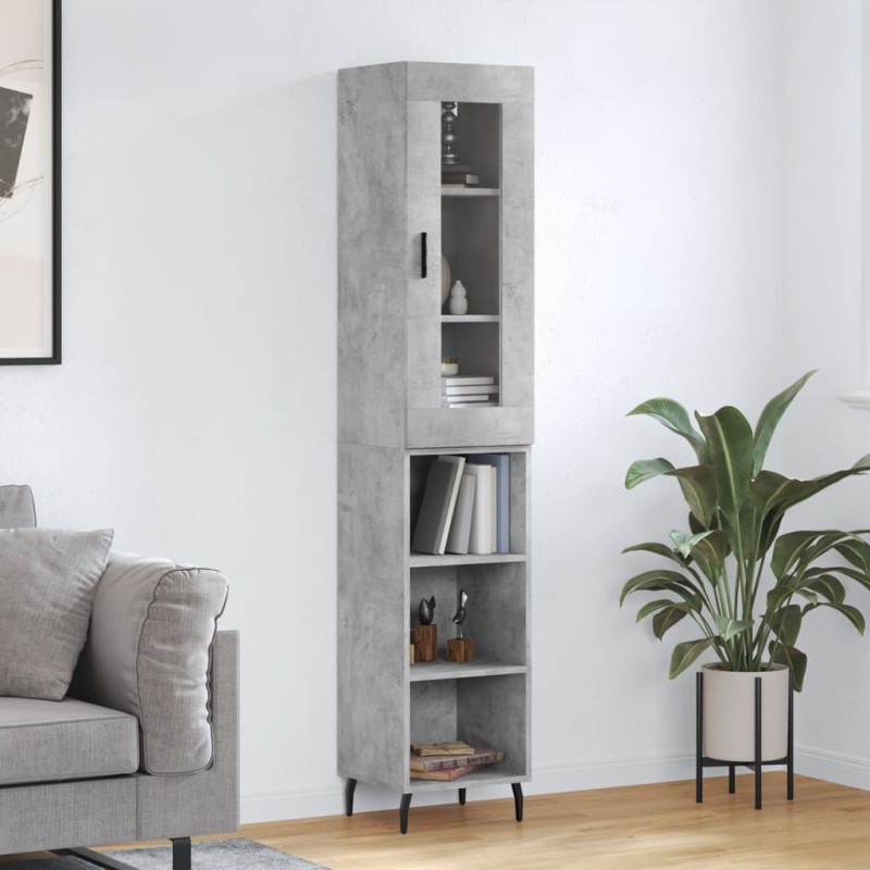 vidaXL Aparador de madera contrachapada gris hormigón 34,5x34x180 cm vidaXL Aparador de madera contrachapada gris hormigón 34,5x34x180 cm