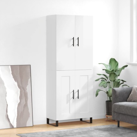 vidaXL Aparador alto madera contrachapada blanco brillo 69,5x34x180 cm