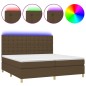 vidaXL Cama box spring colchón luces LED tela marrón oscuro 200x200 cm vidaXL Cama box spring colchón luces LED tela marrón oscuro 200x200 cm