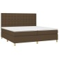 vidaXL Cama box spring colchón luces LED tela marrón oscuro 200x200 cm vidaXL Cama box spring colchón luces LED tela marrón oscuro 200x200 cm