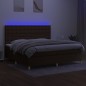 vidaXL Cama box spring colchón luces LED tela marrón oscuro 200x200 cm vidaXL Cama box spring colchón luces LED tela marrón oscuro 200x200 cm