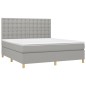 vidaXL Cama box spring colchón y luces LED tela gris claro 180x200 cm vidaXL Cama box spring colchón y luces LED tela gris claro 180x200 cm