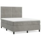 vidaXL Cama box spring con colchón terciopelo gris claro 140x190 cm