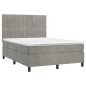 vidaXL Cama box spring con colchón terciopelo gris claro 140x190 cm