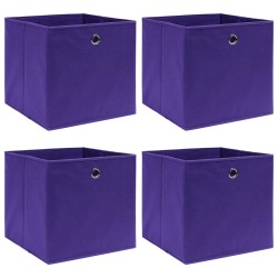 vidaXL Cajas de almacenaje 4 uds tela no tejida morado 28x28x28 cm