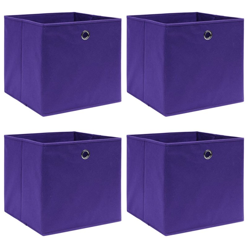 vidaXL Cajas de almacenaje 4 uds tela no tejida morado 28x28x28 cm vidaXL Cajas de almacenaje 4 uds tela no tejida morado 28x28x28 cm
