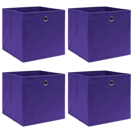 vidaXL Cajas de almacenaje 4 uds tela no tejida morado 28x28x28 cm
