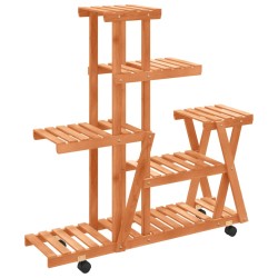 vidaXL Soporte de flores con ruedas madera maciza abeto 95x25x101 cm
