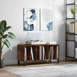 vidaXL Mueble discos madera contrachapada roble ahumado 100x38x48 cm