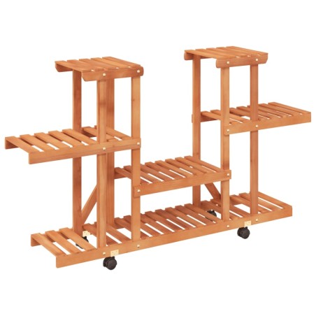 vidaXL Soporte para flores con ruedas madera maciza abeto 110x25x78 cm