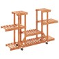 vidaXL Soporte para flores con ruedas madera maciza abeto 110x25x78 cm vidaXL Soporte para flores con ruedas madera maciza abeto 110x25x78 cm