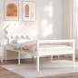 vidaXL Cama personas mayores cabecero madera maciza blanco 100x200 cm