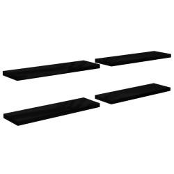 vidaXL Estantes flotantes pared 4 uds MDF negro brillo 120x23,5x3,8 cm