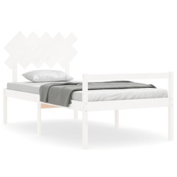vidaXL Cama personas mayores cabecero madera maciza blanco 100x200 cm