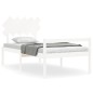vidaXL Cama personas mayores cabecero madera maciza blanco 100x200 cm