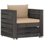 vidaXL Muebles de jardín 2 pzas con cojines gris madera impregnada vidaXL Muebles de jardín 2 pzas con cojines gris madera impregnada