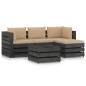 vidaXL Muebles de jardín 5 pzas con cojines madera impregnada gris
