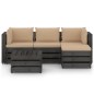 vidaXL Muebles de jardín 5 pzas con cojines madera impregnada gris