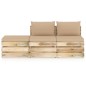 vidaXL Muebles de jardín 3 pzas con cojines madera impregnada verde vidaXL Muebles de jardín 3 pzas con cojines madera impregnada verde