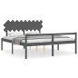 vidaXL Cama de matrimonio personas mayores cabecero madera maciza gris vidaXL Cama de matrimonio personas mayores cabecero madera maciza gris