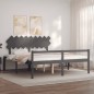 vidaXL Cama de matrimonio personas mayores cabecero madera maciza gris vidaXL Cama de matrimonio personas mayores cabecero madera maciza gris