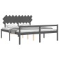 vidaXL Cama de matrimonio personas mayores cabecero madera maciza gris vidaXL Cama de matrimonio personas mayores cabecero madera maciza gris