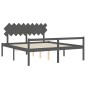 vidaXL Cama de matrimonio personas mayores cabecero madera maciza gris vidaXL Cama de matrimonio personas mayores cabecero madera maciza gris