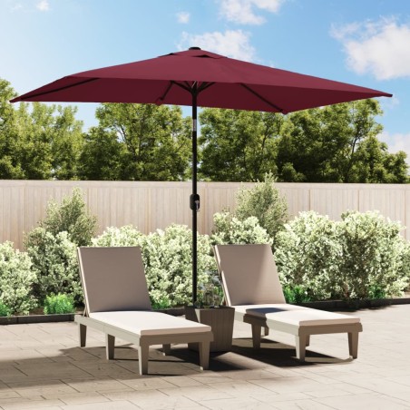 vidaXL Sombrilla de jardín con palo de metal 300x200 cm rojo burdeos
