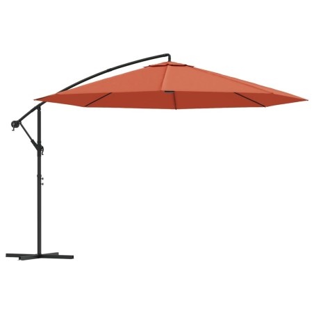 vidaXL Sombrilla voladiza poste de aluminio 350 cm terracota