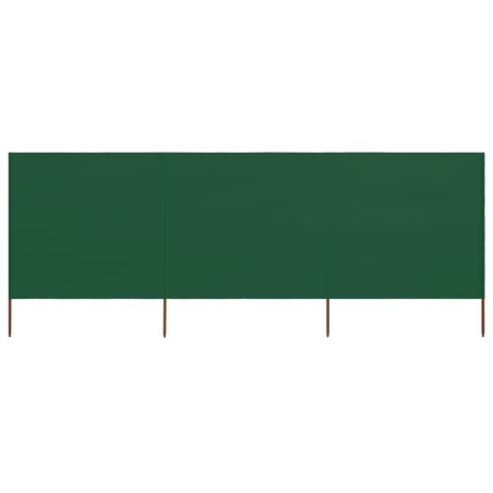 vidaXL Paravientod de playa de 3 paneles tela verde 400x160 cm