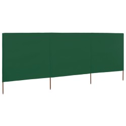 vidaXL Paravientod de playa de 3 paneles tela verde 400x160 cm