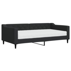 vidaXL Sofá cama con colchón tela negro 90x190 cm