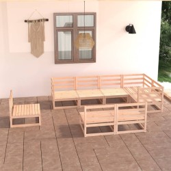 vidaXL Juego de muebles de jardín 8 piezas madera maciza de pino