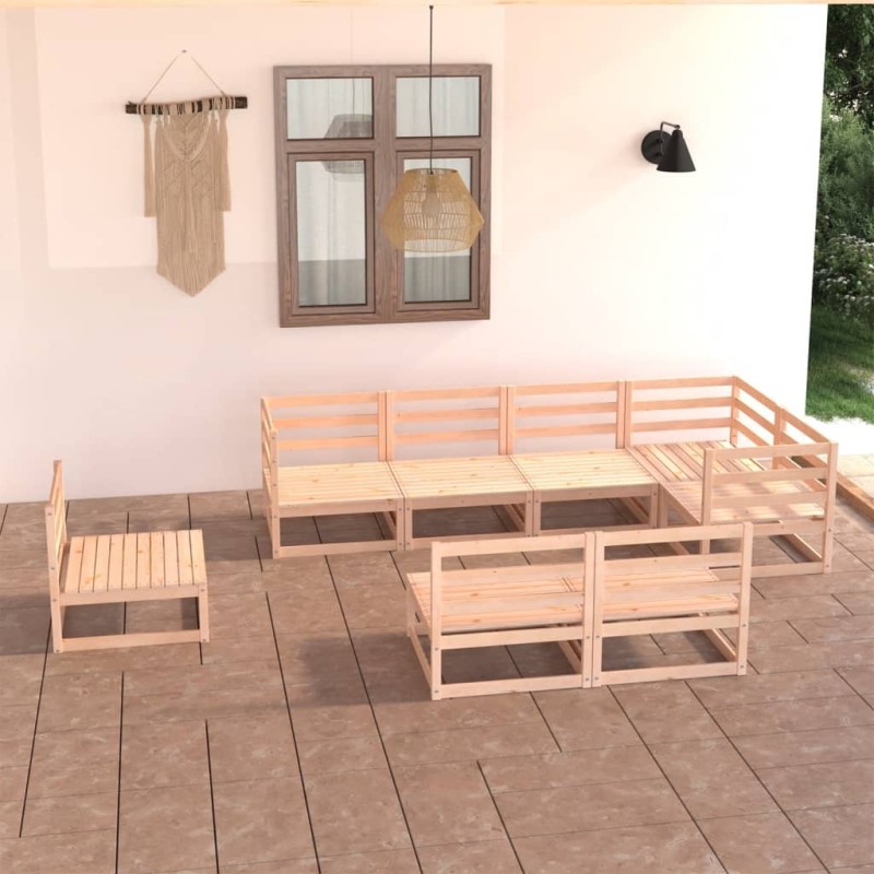 vidaXL Juego de muebles de jardín 8 piezas madera maciza de pino vidaXL Juego de muebles de jardín 8 piezas madera maciza de pino