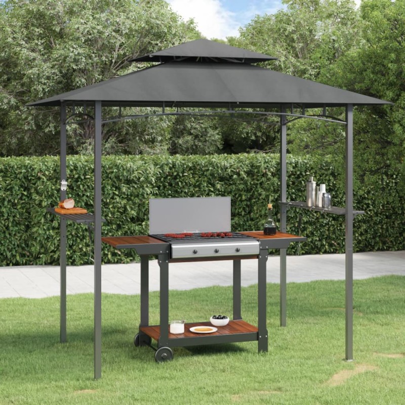vidaXL Cenador barbacoa estante lateral acero antracita 240x150x243 cm vidaXL Cenador barbacoa estante lateral acero antracita 240x150x243 cm
