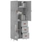 vidaXL Aparador alto madera contrachapada gris hormigón 69,5x34x180 cm vidaXL Aparador alto madera contrachapada gris hormigón 69,5x34x180 cm
