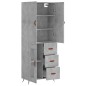 vidaXL Aparador alto madera contrachapada gris hormigón 69,5x34x180 cm vidaXL Aparador alto madera contrachapada gris hormigón 69,5x34x180 cm