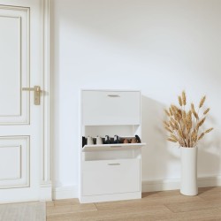 vidaXL Mueble zapatero madera contrachapada blanco brillo 59x17x108 cm