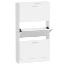 vidaXL Mueble zapatero madera contrachapada blanco brillo 59x17x108 cm