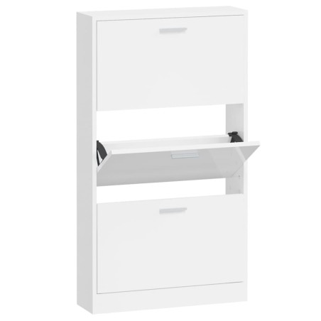vidaXL Mueble zapatero madera contrachapada blanco brillo 59x17x108 cm