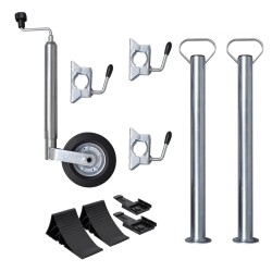 vidaXL Rueda de remolque 48 mm con 2 tubos de soporte y 3 abrazaderas