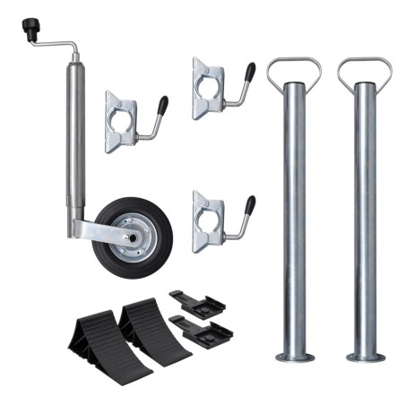 vidaXL Rueda de remolque 48 mm con 2 tubos de soporte y 3 abrazaderas