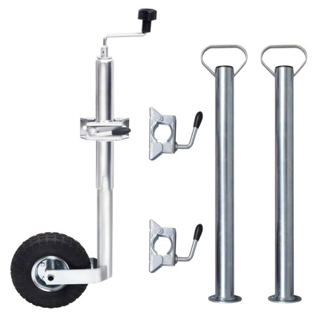 vidaXL Rueda de remolque 48 mm con 2 tubos de soporte y 3 abrazaderas