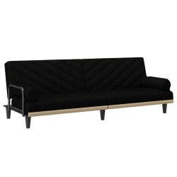 vidaXL Sofá cama con reposabrazos tela negro