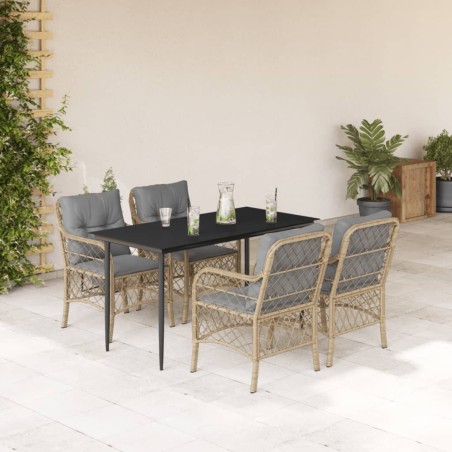 vidaXL Set comedor de jardín 5 pzas con cojines ratán sintético beige