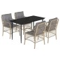 vidaXL Set comedor de jardín 5 pzas con cojines ratán sintético beige vidaXL Set comedor de jardín 5 pzas con cojines ratán sintético beige