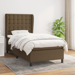 vidaXL Cama box spring con colchón tela marrón oscuro 100x200 cm